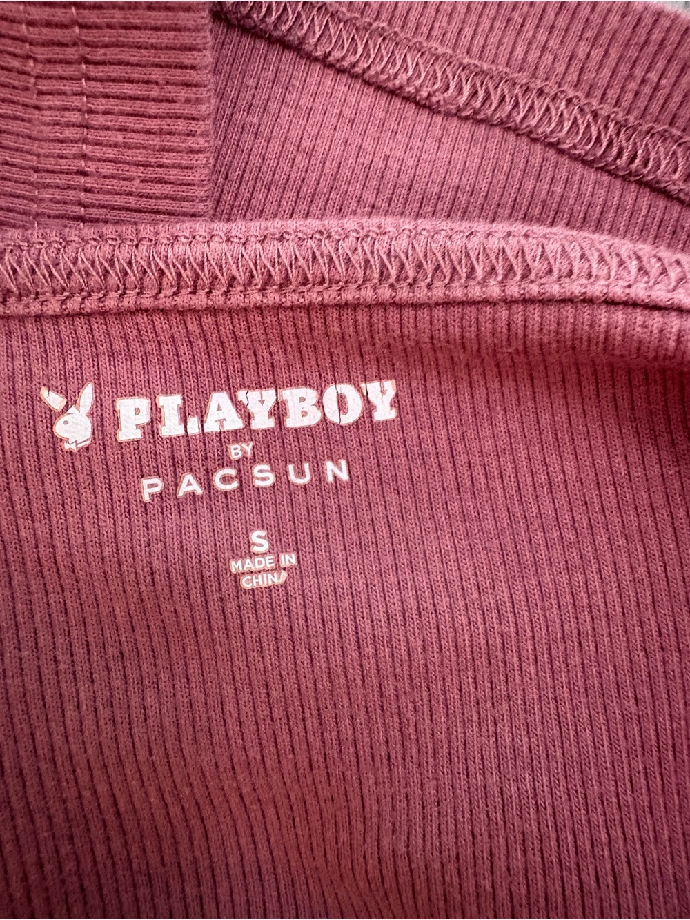 PLAYBOY by Pacsun Mauve Ribbed Cropped Tank with Logo sz Small - Picture 5 of 5